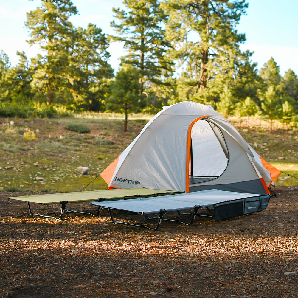 Inflatable top camping cot